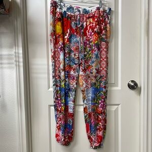 Johnny Was Multicolor Floral Track Pants